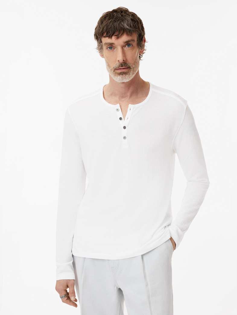 John Varvatos Walden Henley in Broken Stitch