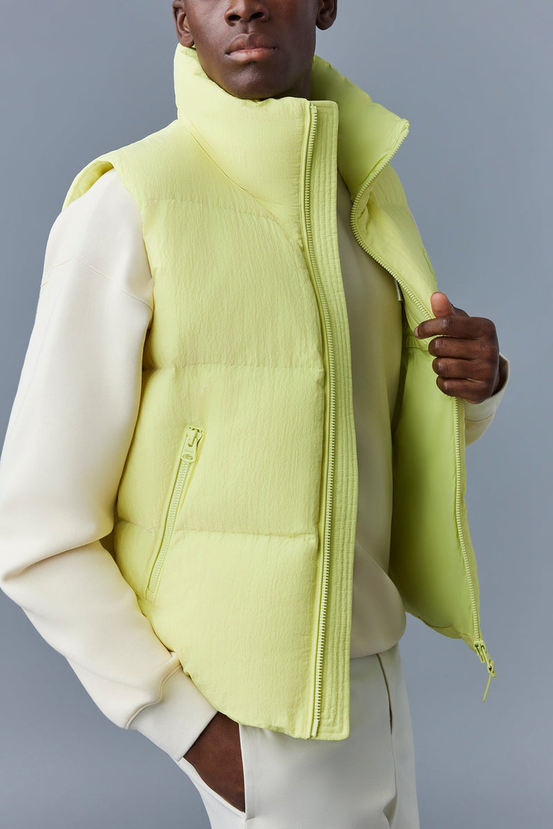 Mackage Kane Lime Lustrous Light Down Vest with Funnel Collar
