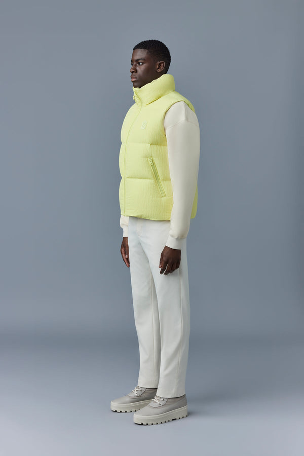 Mackage Kane Lime Lustrous Light Down Vest with Funnel Collar