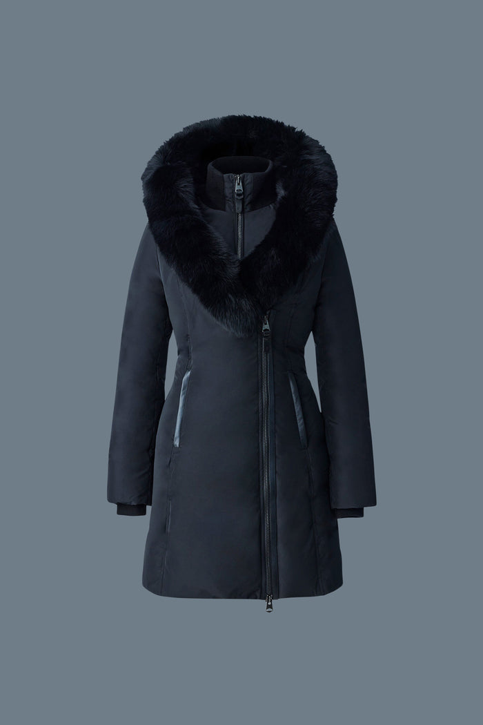 Mackage Kay Down Coat with Blue Fox Signature Mackage Collar