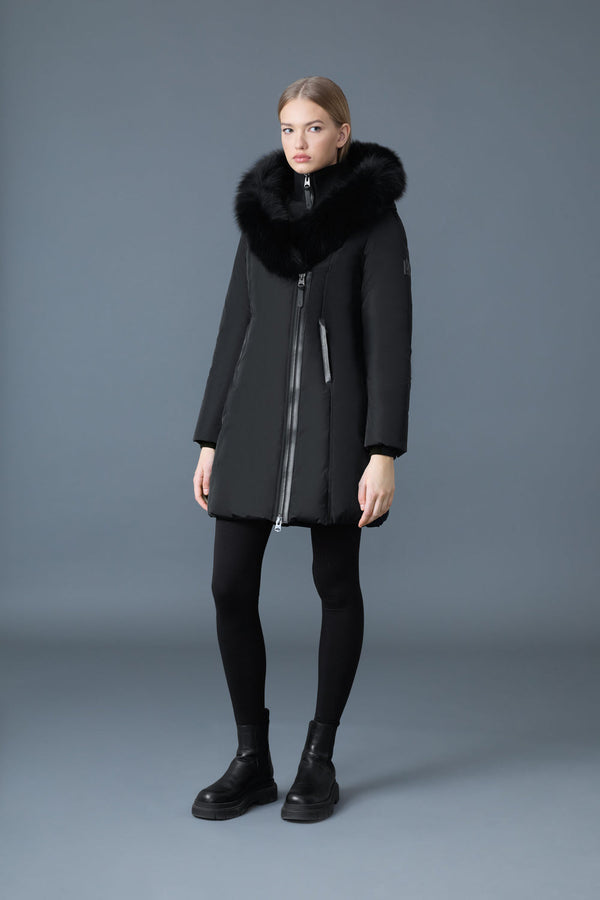 MACKAGE KAY-BX Down coat with blue fox fur Signature Mackage Collar