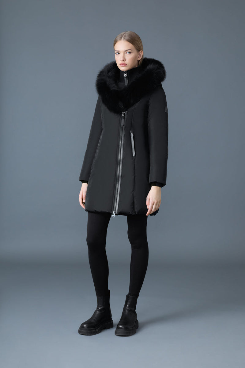 MACKAGE KAY-BX Down coat with blue fox fur Signature Mackage Collar
