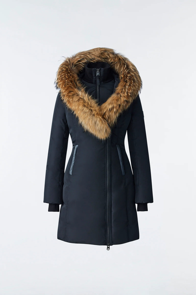 Mackage Kay-F Black Down Coat with Natural Fur