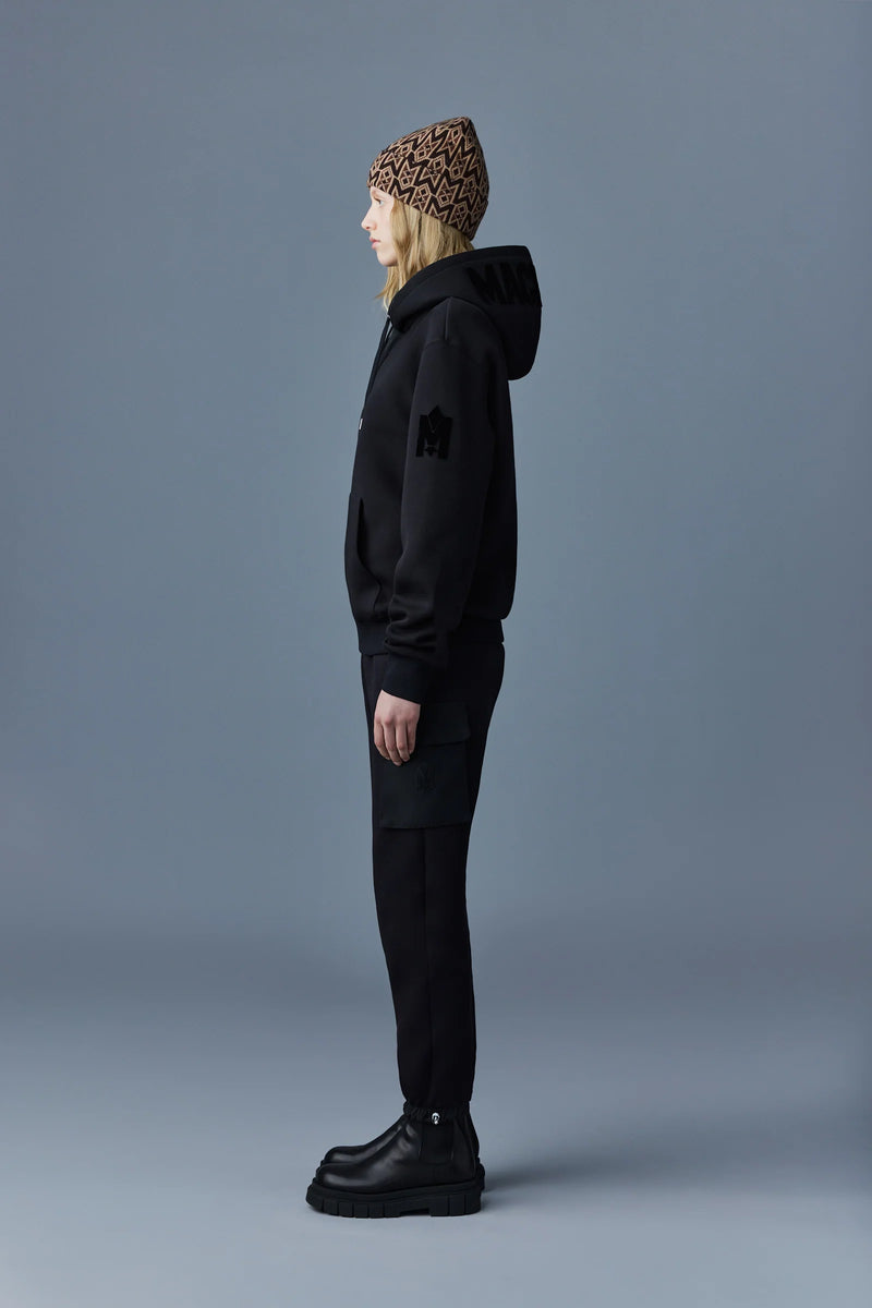 Mackage Krys Black Unisex Hoodie with Velvet Embroidery
