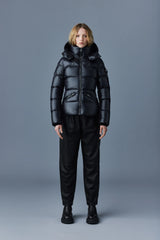 Mackage Madalyn Black Lustrous Light Down Jacket with Hood