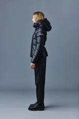 Mackage Madalyn Black Lustrous Light Down Jacket with Hood