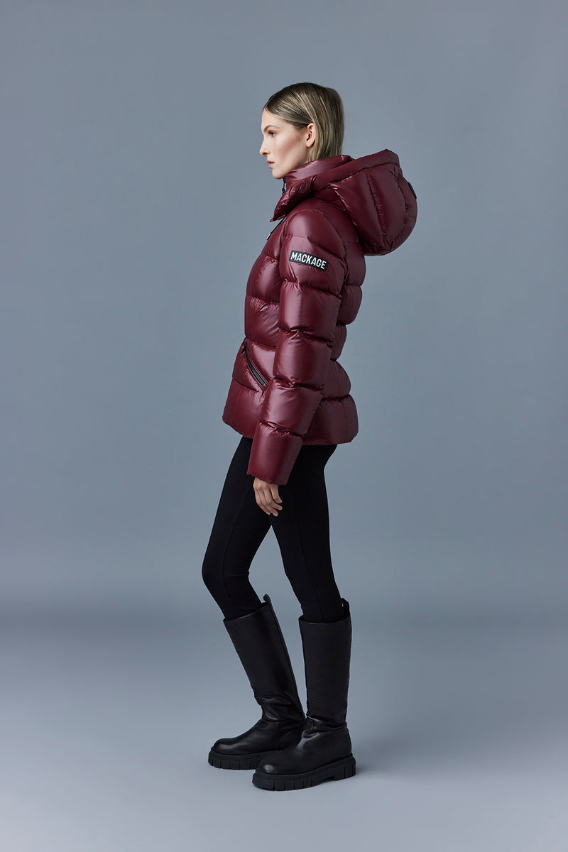 Mackage Madalyn Garnet Lustrous Light Down Jacket with Hood