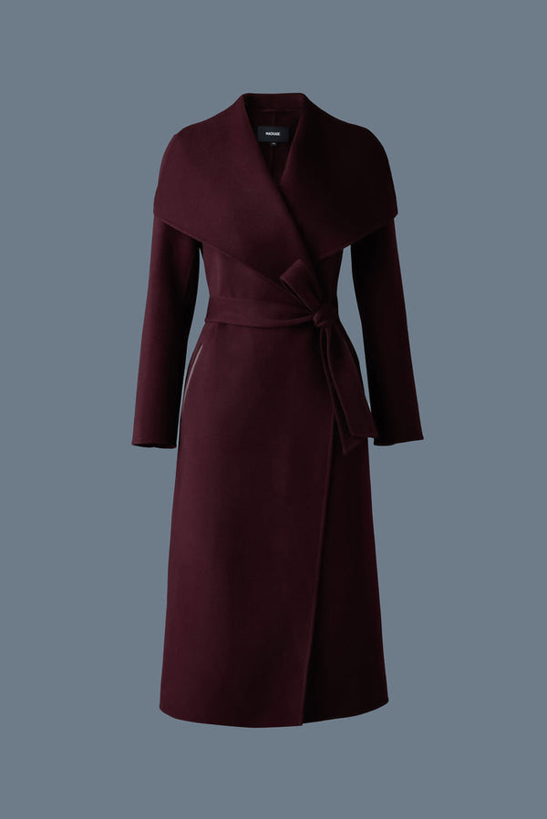 Mackage Womens Mai-CN Double-Face Wool Wrap Coat - Garnet