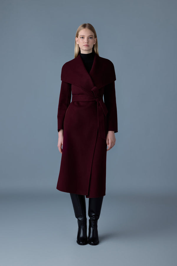 Mackage Womens Mai-CN Double-Face Wool Wrap Coat - Garnet