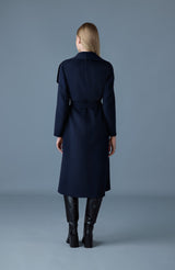 Mackage Womens Mai-CN Double-Face Wool Wrap Coat - Navy