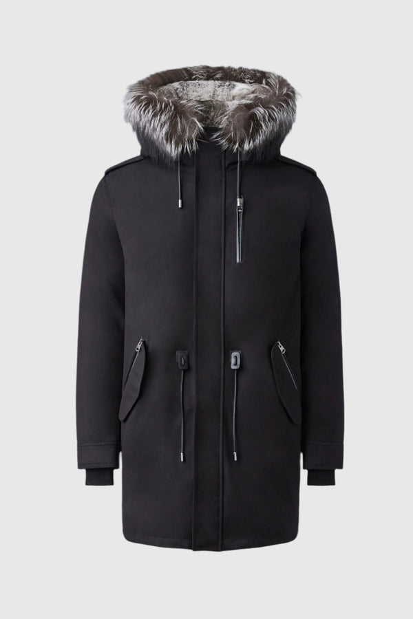 MACKAGE MORITZ-X rabbit fur-lined twill parka with removable silver fox fur trim