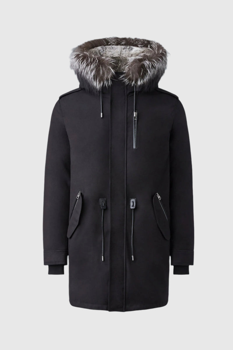 MACKAGE MORITZ-X rabbit fur-lined twill parka with removable silver fox fur trim