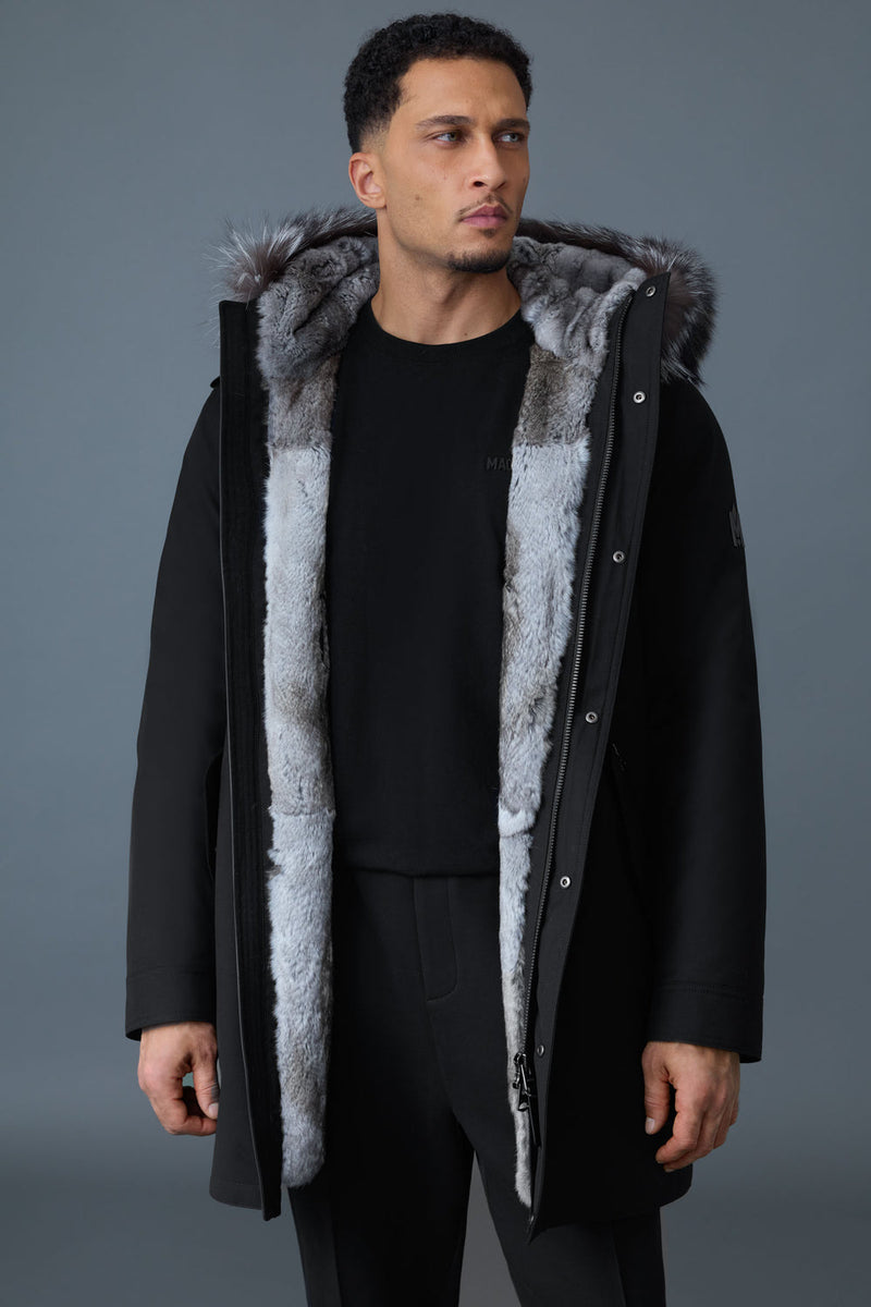 MACKAGE MORITZ-X rabbit fur-lined twill parka with removable silver fox fur trim