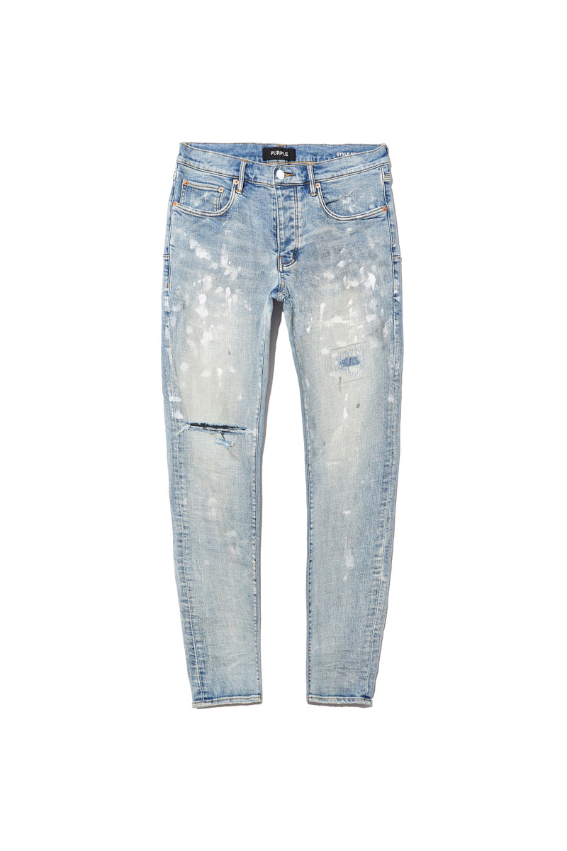 Purple Brand Light Indigo Paint Blowout Jeans