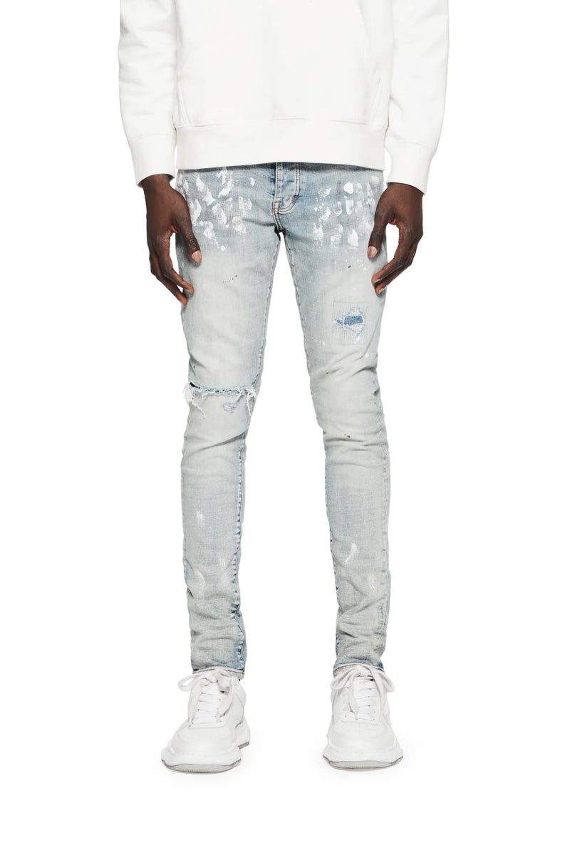 Purple Brand Light Indigo Paint Blowout Jeans