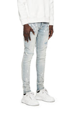 Purple Brand Light Indigo Paint Blowout Jeans