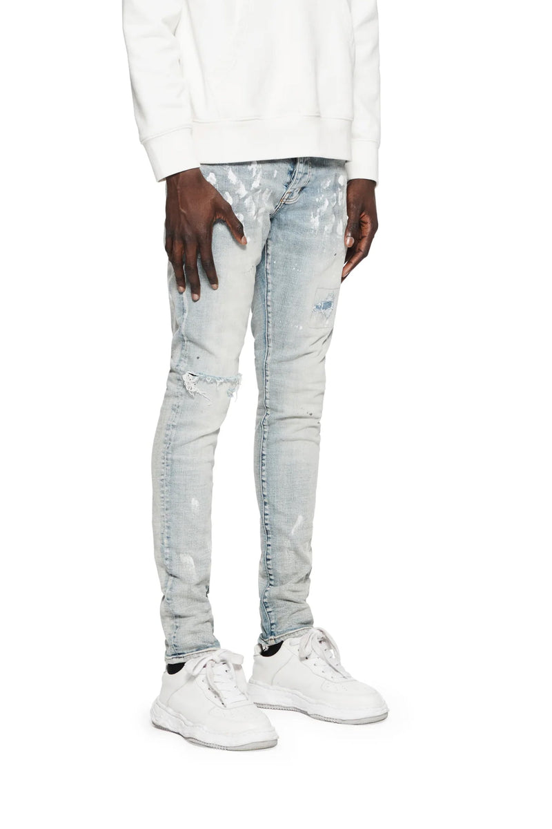 Purple Brand Light Indigo Paint Blowout Jeans