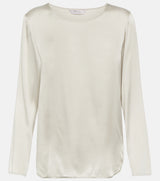 Max Mara Moldava Silk Satin Top in Ivory