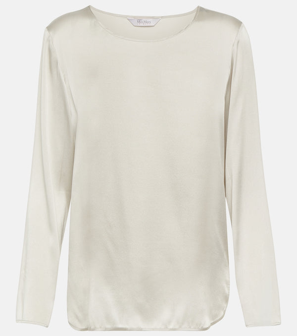 Max Mara Moldava Silk Satin Top in Ivory