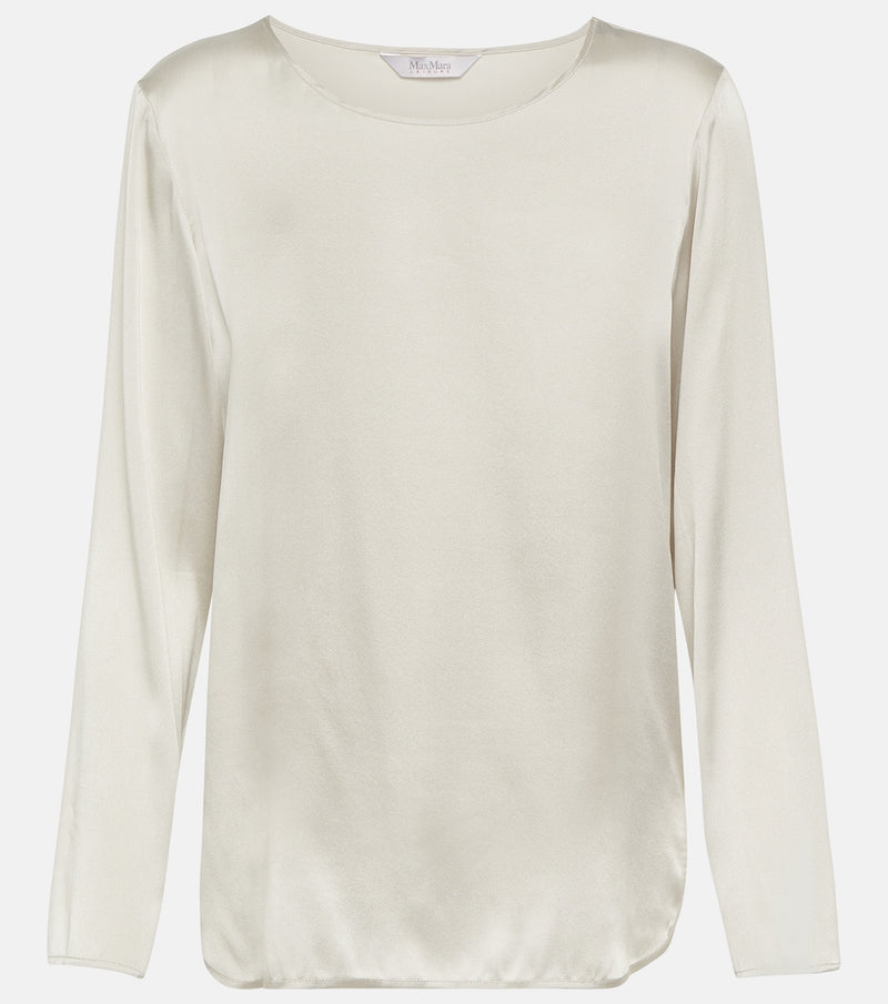 Max Mara Moldava Silk Satin Top in Ivory