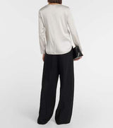 Max Mara Moldava Silk Satin Top in Ivory