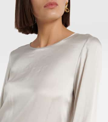 Max Mara Moldava Silk Satin Top in Ivory