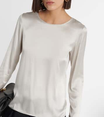 Max Mara Moldava Silk Satin Top in Ivory