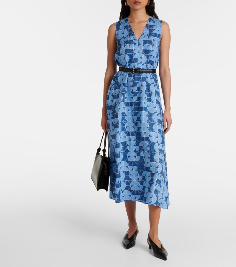 Max Mara Urlo Printed Linen Midi Dress