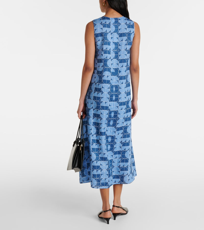 Max Mara Urlo Printed Linen Midi Dress