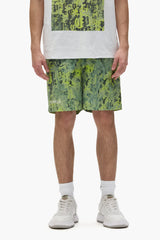 Purple Worn Gothic Camo Swim Shorts