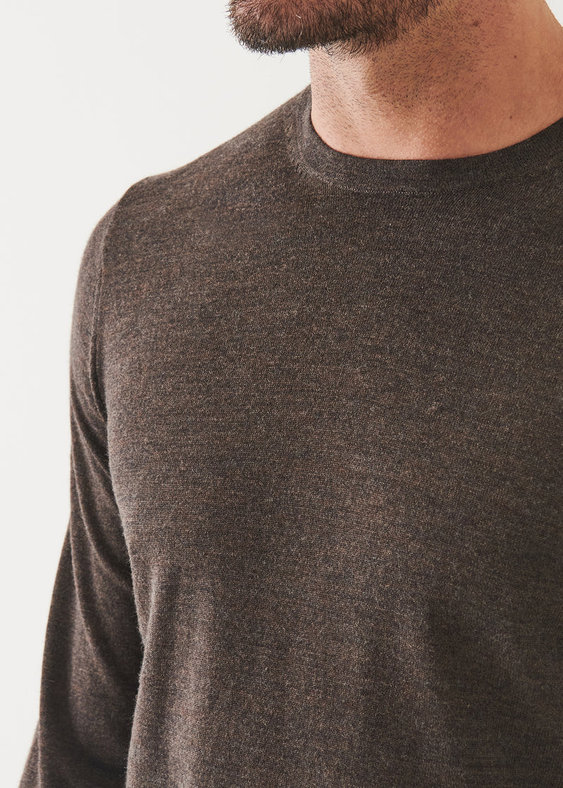 Patrick Assaraf Extra-Fine Merino Crewneck- Mahogany Moul