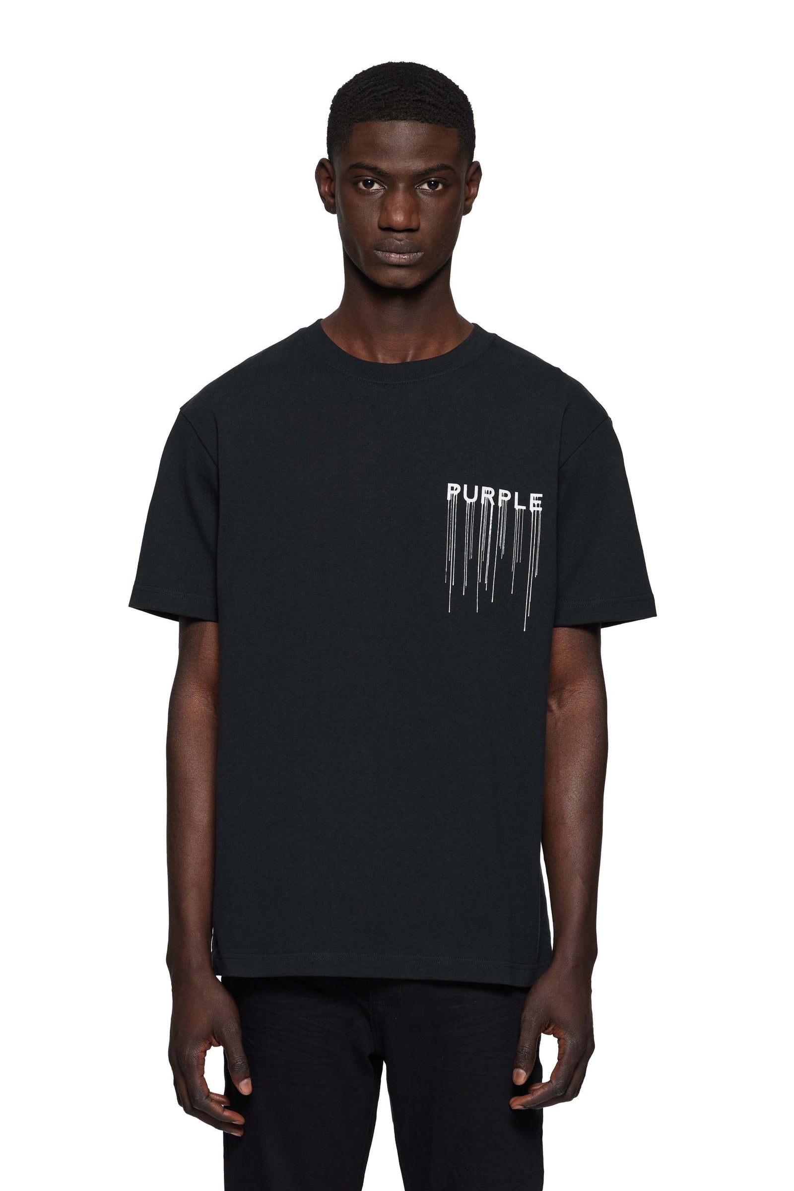 Tシャツ・カットソー PURPLE BRAND Men T Shirts P101JBLI225 BLACK Black Purple Brand Wordmark Drip Tee – Faded Soul