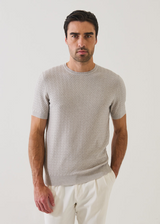 Patrick Assaraf Cotton-Cupro Chevron Stitch Crewneck
