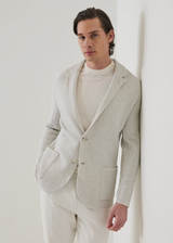 Cotton Herringbone Knit Blazer