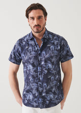 Patrick Assaraf Leaf Pattern Short Sleeve Shirt