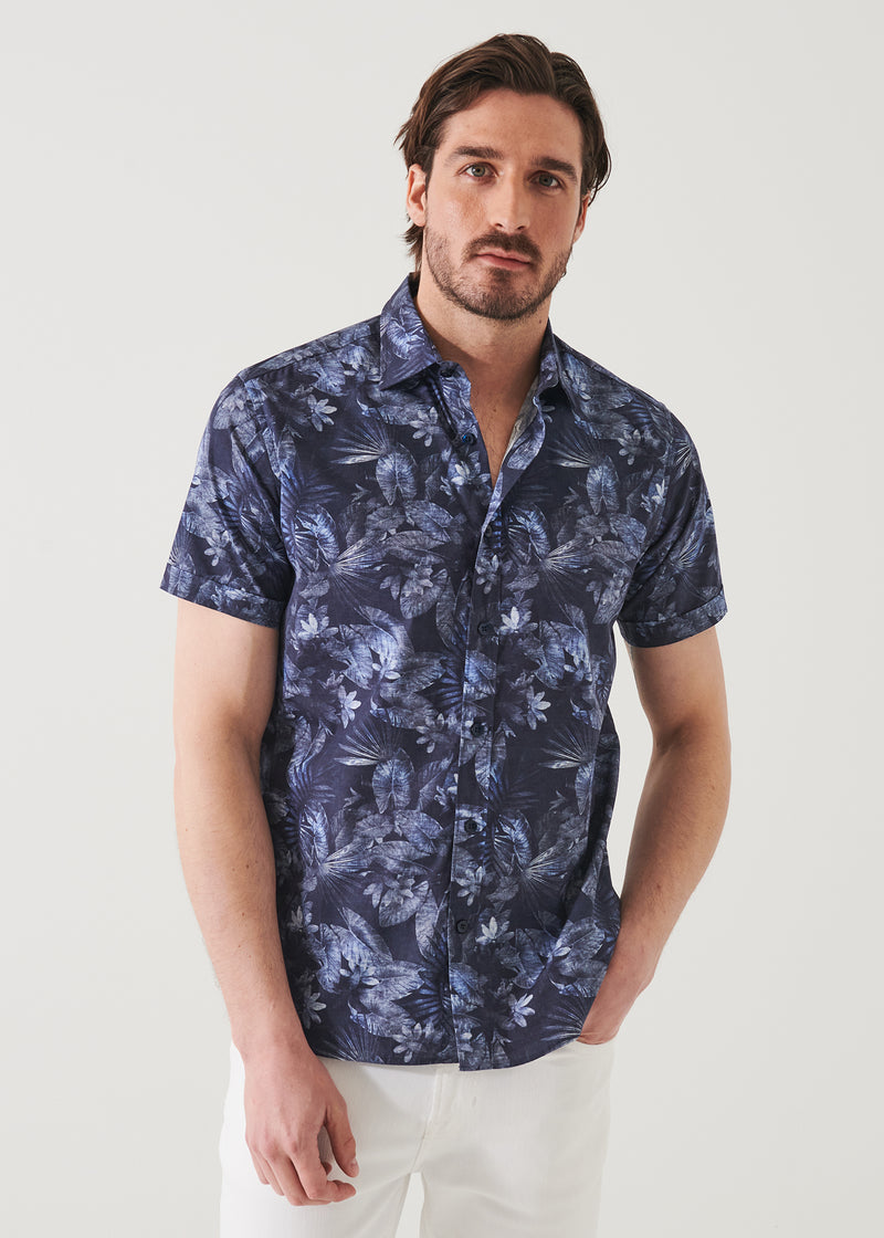 Patrick Assaraf Leaf Pattern Short Sleeve Shirt