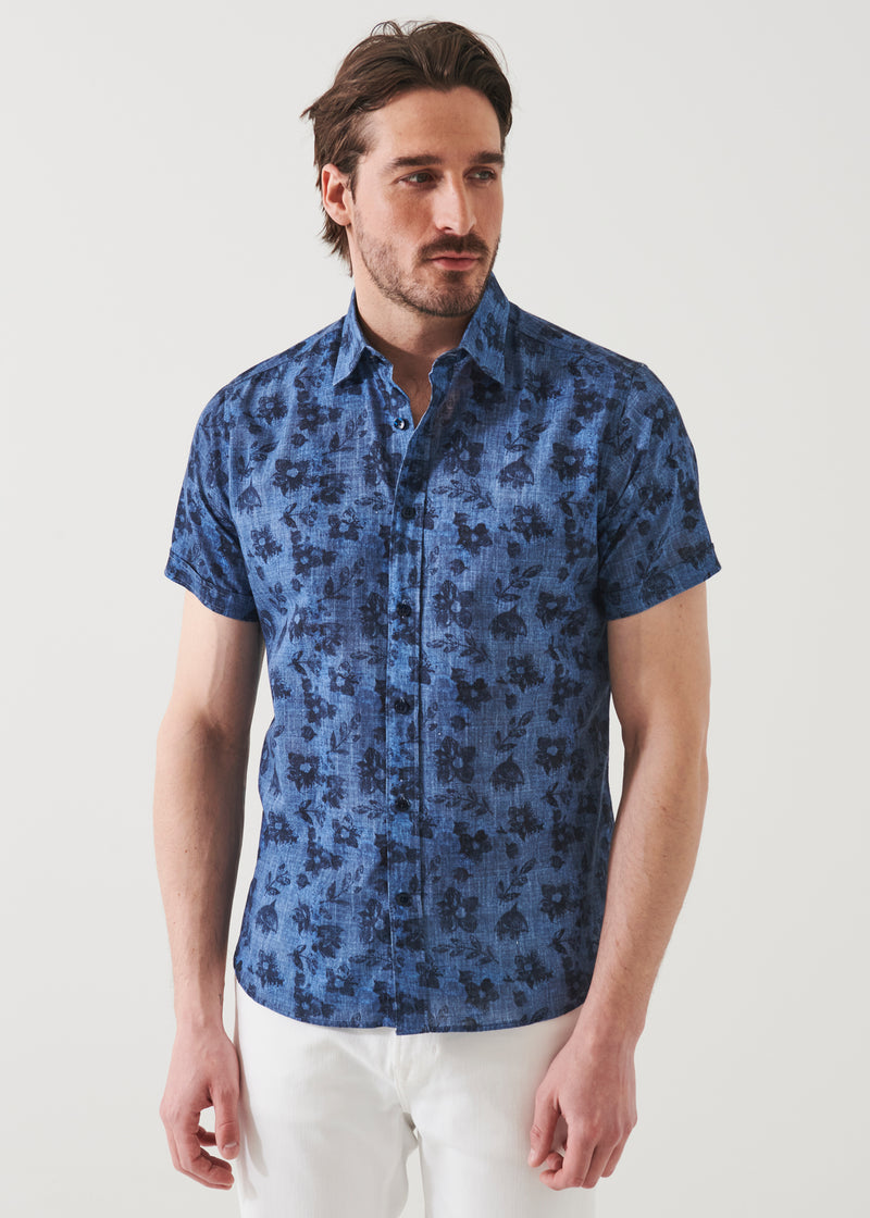 Patrick Assaraf Flower Pattern Short Sleeve Shirt