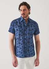 Patrick Assaraf Flower Pattern Short Sleeve Shirt