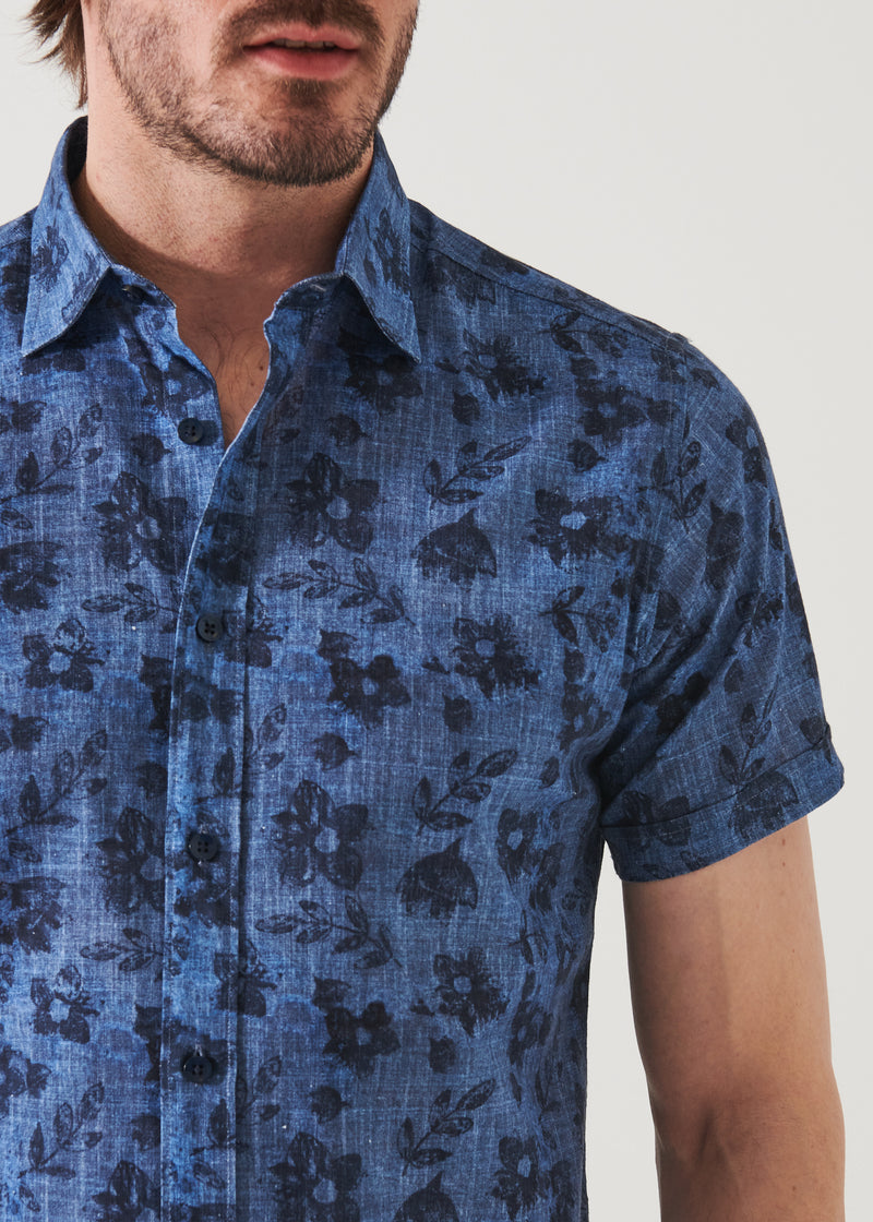 Patrick Assaraf Flower Pattern Short Sleeve Shirt