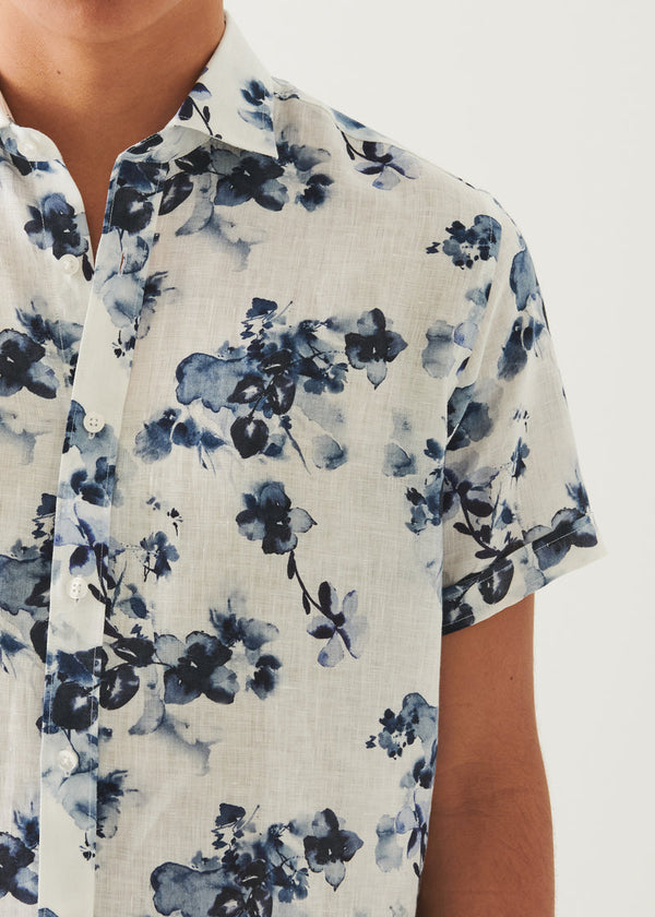 Patrick Assaraf Mens Linen Floral Top