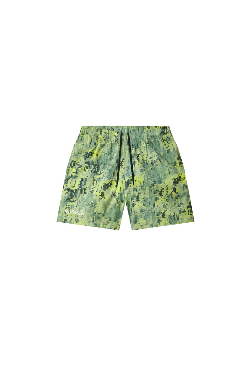 Purple Worn Gothic Camo Swim Shorts
