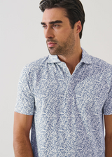 Patrick Assaraf Pima Cotton Stretch Mini Leaf Print Polo