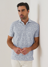 Patrick Assaraf Pima Cotton Stretch Mini Leaf Print Polo