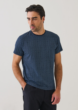 Patrick Assaraf Pima Cotton Stretch Micro Medallion Print Crewneck