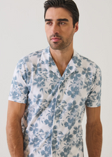 Patrick Assaraf Pima Cotton Stretch Tropical Print Camp Collar Shirt