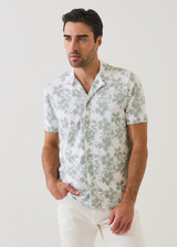 Patrick Assaraf Pima Cotton Stretch Tropical Print Camp Collar Shirt