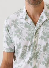 Patrick Assaraf Pima Cotton Stretch Tropical Print Camp Collar Shirt
