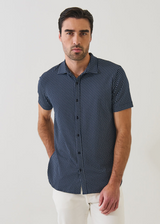 Patrick Assaraf Pima Cotton Stretch Geometric Print Shirt