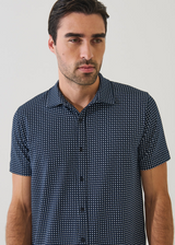 Patrick Assaraf Pima Cotton Stretch Geometric Print Shirt