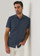 Patrick Assaraf Pima Cotton Stretch Geometric Print Shirt
